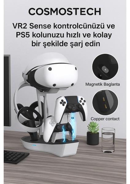 Ps5 Vr2 Sanal Gerçeklik Gözlüğü Uyumlu Şarj Standı – Hızlı Şarj Istasyonu, Kulaklık & Vr gözlük aparatlı
