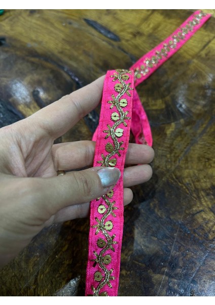 80X2 cm Nakış Pul Işleme Pembe Şerit Osmanlı Şerit Dikiş Aksesuarı