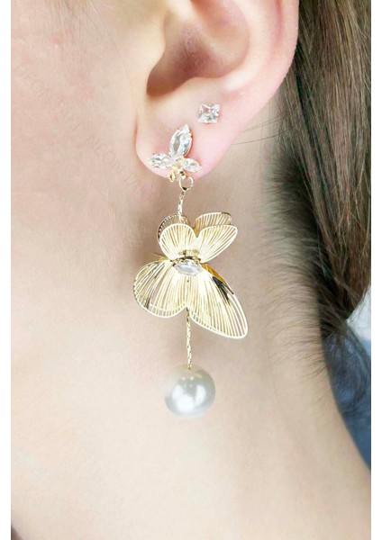 İnci Sallantılı, Çelik Çiçek Küpe 639, Altın Renk fırsatları