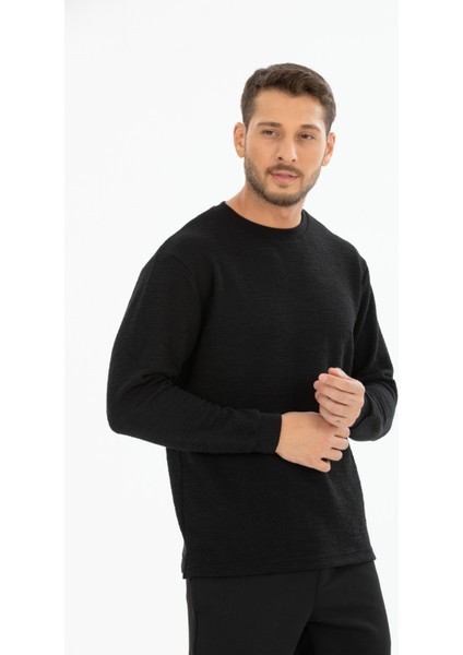 Erkek %100 Pamuk Bisiklet Yaka Örgü/waffle Dokulu Uzun Kollu Tişört fırsatları