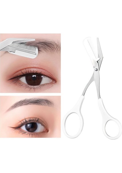 Paslanmaz Çelik Beyaz Mini Taraklı Kaş Makası Kaş Şekillendirme Makası CIN650BY