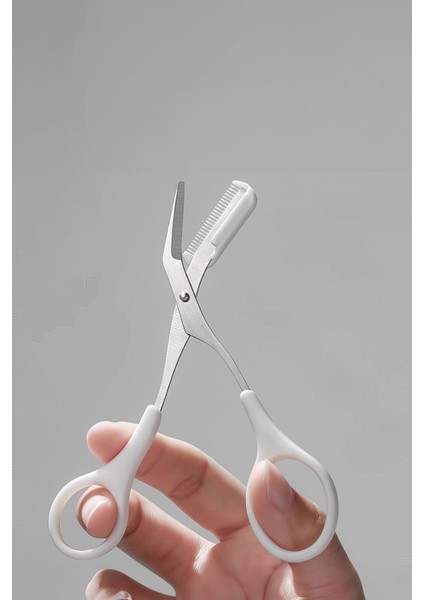 Paslanmaz Çelik Beyaz Mini Taraklı Kaş Makası Kaş Şekillendirme Makası CIN650BY