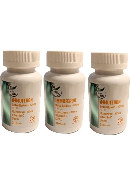 Immuferon - Beta Glucan ve Vitamin C Gıda Takviyesi 3 x 30 Kapsül fırsatları