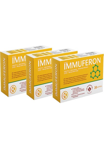 Immuferon - Beta Glucan ve Vitamin C Gıda Takviyesi 3 x 30 Kapsül indirimleri