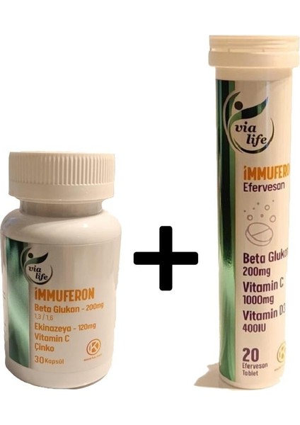 Immuferon - Beta Glucan + Vitamin C + Çinko + Kara Mürver Içerikli 2'li Kofre Gıda Takviyesi modelleri