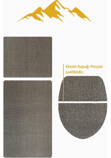 Bambu Kumaş Deri Tabanlı Yıkanabilir 3'lü Klozet Takımı Modern Desenli Kaymaz Banyo Paspas Seti BKLZ0004 fırsatları