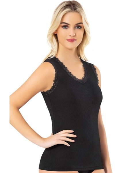 Kadın 3'lü Geniş Askılı Dantel Detaylı Kaşkorse Atlet modelleri