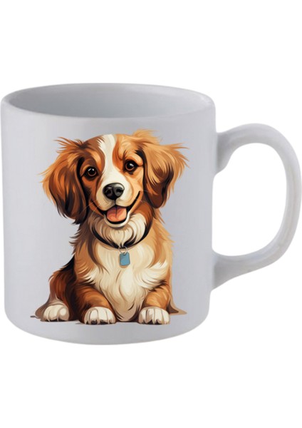 Sevimli Köpek Baskılı Beyaz Kupa Bardak - Seramik Çay, Kahve Hediyelik Bardağı