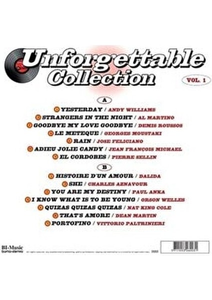 Unforgettable Collection Vol.1 Nostalji Müzik Plak 33 RPM Sanatçılar fiyatları