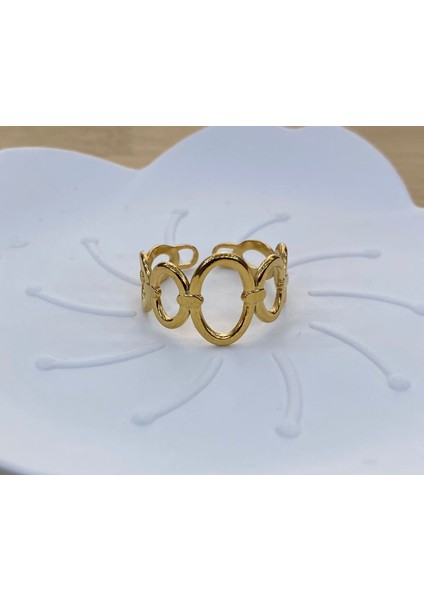 Çelik Gold Renk Ayarlanabilir Yüzük