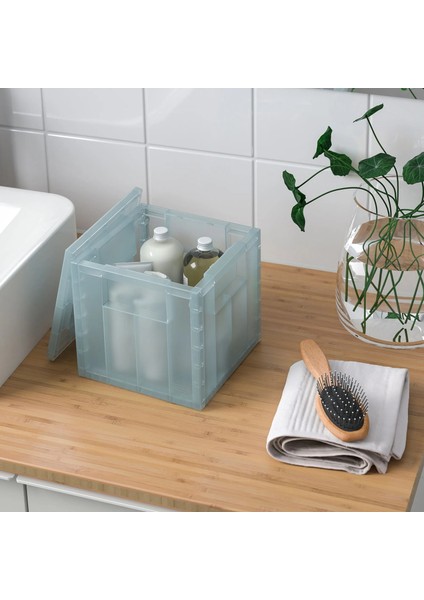 Pansartax Kapaklı Kutu Şeffaf Gri-Mavi 16.5 x 16.5 x 16.5 cm fiyatları