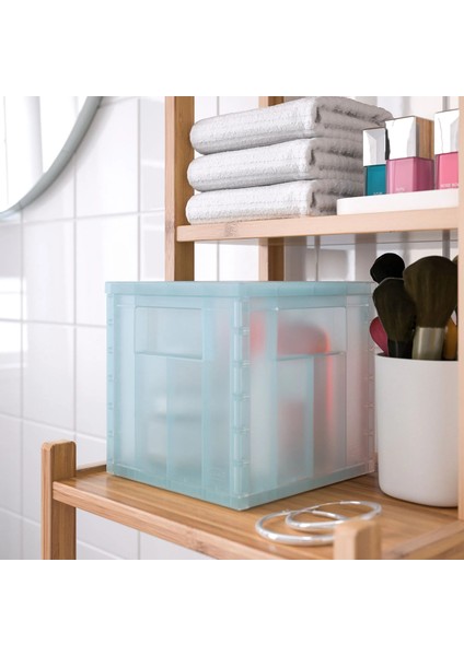 Pansartax Kapaklı Kutu Şeffaf Gri-Mavi 16.5 x 16.5 x 16.5 cm modelleri
