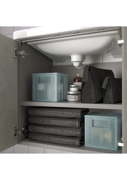 Pansartax Kapaklı Kutu Şeffaf Gri-Mavi 16.5 x 16.5 x 16.5 cm fırsatları