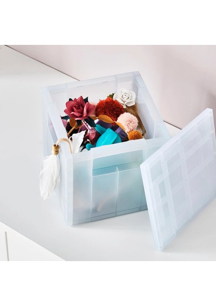 Pansartax Kapaklı Kutu Şeffaf Gri-Mavi 16.5 x 16.5 x 16.5 cm indirimleri