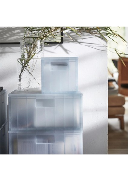 Pansartax Kapaklı Kutu Şeffaf Gri-Mavi 16.5 x 16.5 x 16.5 cm