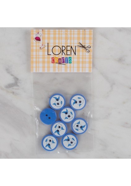 Loren Crafts Koyu Mavi 8 Li Balık Düğme - 576