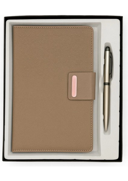Mıknatıs Kapaklı Kalemli Ajanda Günlük Not Defteri Notebook Kahverengi indirimleri