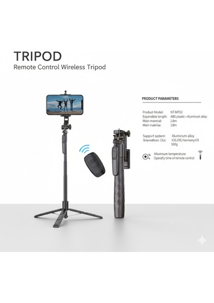 Telefon Tripod Standı Taşınabilir Tripod Bluetooth Kumandalı Kablosuz Selfie Çubuğu Stand For Mobile fiyatları
