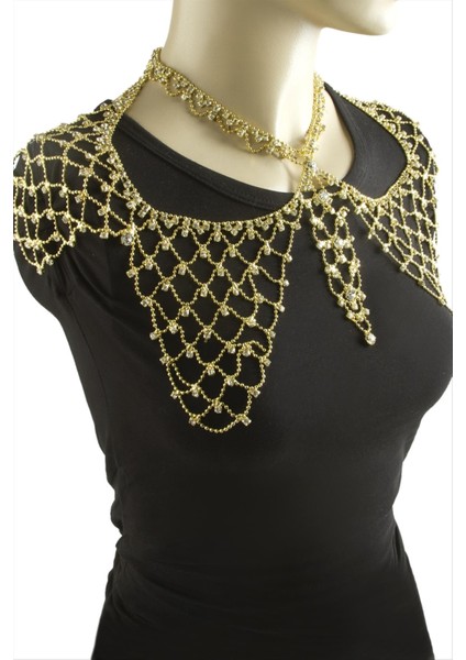 Fileli Taşlı Omuz Kolyesi