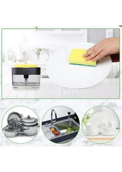 Buffer® Ikisi Bir Arada Basmalı Pratik Sıvı Sabunluk Pompası ve Bulaşık Yıkama Süngeri Haznesi indirimleri