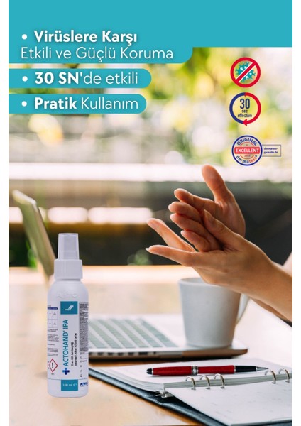 Actohand® Ipa 100 ml | El ve Cilt Antiseptiği - Alkol 75 % (V/v) fiyatları