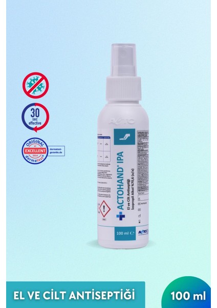 Actohand® Ipa 100 ml | El ve Cilt Antiseptiği - Alkol 75 % (V/v) modelleri