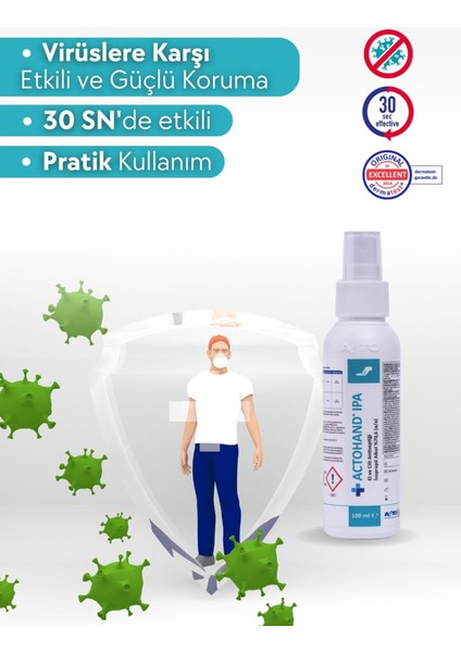 Actohand® Ipa 100 ml | El ve Cilt Antiseptiği - Alkol 75 % (V/v) fırsatları