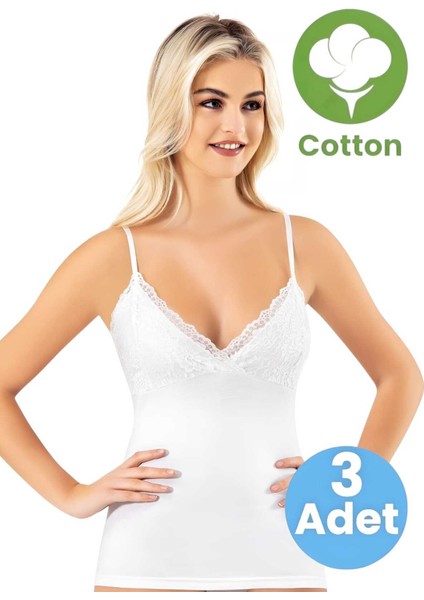 Kadın 3'lü Ip Askılı Dantelli Atlet indirimleri