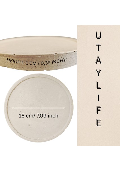 , Yuvarlak Bardak Altlıkları, Mum Tepsisi, Mermer Desenli, Koyu Gri, Modern Bohem Tepsi, Dekoratif Tabaklar 3lü Set