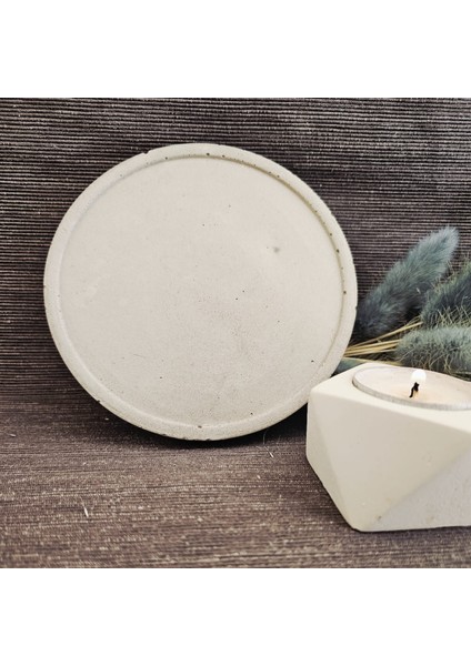 , Yuvarlak Bardak Altlıkları, Mum Tepsisi, Mermer Desenli, Koyu Gri, Modern Bohem Tepsi, Dekoratif Tabaklar 3lü Set