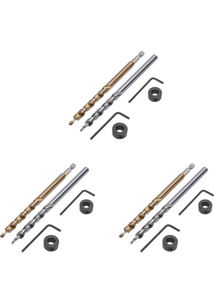 6pcs 1/4 Inç Hex Shank Cep Deliği Matkap Bit + 3/8 (9 5mm) Yedek Twist Adım Matkap Bit Derinlik Durdur Yakası (Yurt Dışından)