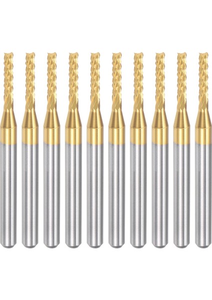 10 Adet Titanyum Ceket Karbür Uç Fabrikası Gravür Freze Kesici Cnc Yönlendirici Bitleri Pcb Makinesi Için 1/8 Inç Sap 1 8mm (Yurt Dışından)