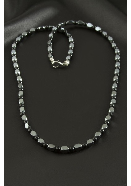 Erkek Bayan Hematit Taşlı Kolye