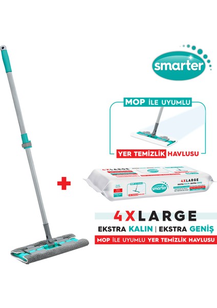 Magic Mop + Yer Temizlik Havlusu Hediyeli Paspas Mandallı Set Yüzey Bez Uyumlu