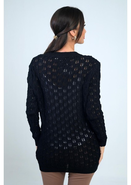 Kadın V Yaka Önü Düğmeli Rahat Kalıp Merserize Hırka fırsatları