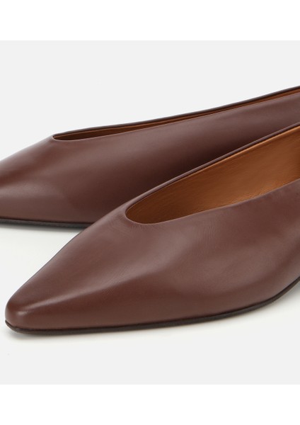 01AYH312460A410 KADIN Deri Acı Kahverengi Sivri Burunlu Babet modelleri