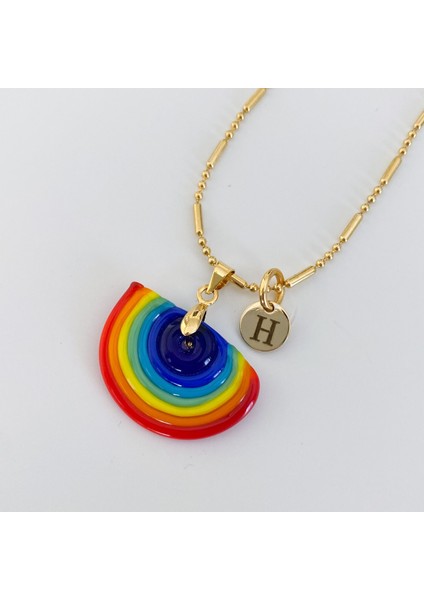 Murano Gökkuşağı Kolye Harfli