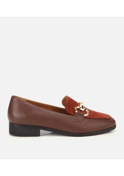 01AYH315420A414 KADIN Süet Deri Acı Kahverengi Tokalı Klasik Loafer