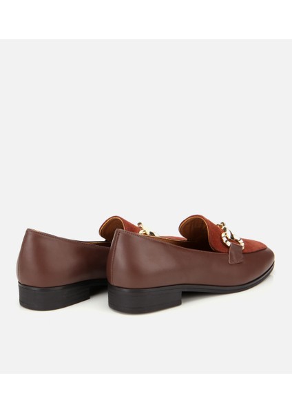 01AYH315420A414 KADIN Süet Deri Acı Kahverengi Tokalı Klasik Loafer fırsatları