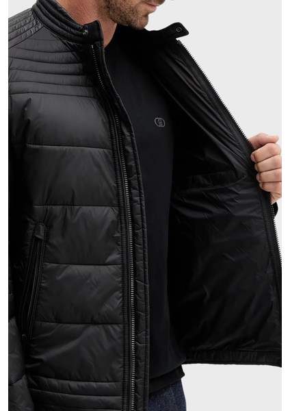 Kapitoneli Regular Fit Dik Yaka Fermuarlı Mont Erkek Mont 50543624 001