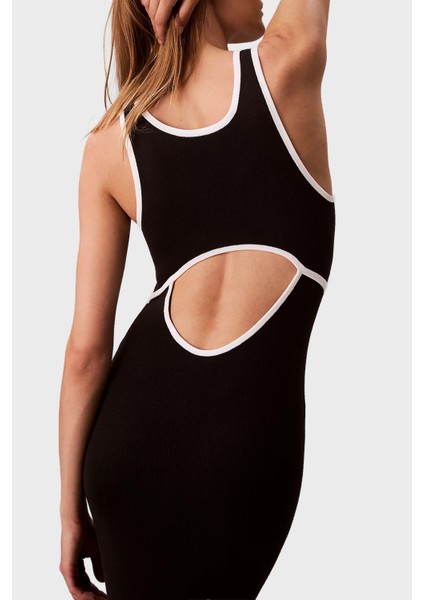 Fitilli Pamuklu Slim Fit Yuvarlak Yaka Midi Elbise LV047D301GUB1 Bayan Elbise LV047D301G Ub1 modelleri