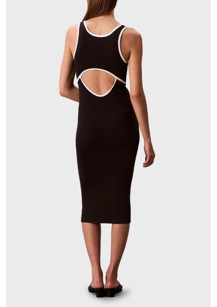 Fitilli Pamuklu Slim Fit Yuvarlak Yaka Midi Elbise LV047D301GUB1 Bayan Elbise LV047D301G Ub1 indirimleri