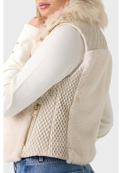 Sl Amari Regular Fit Yumuşak Tüylü Yaka Fermuarlı Yelek W5BL0IKCP70 Bayan Yelek W5BL0I KCP70 F14G fırsatları