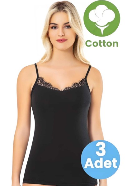 Kadın 3'lü Ip Askılı Yakası Dantelli Modelli Atlet indirimleri