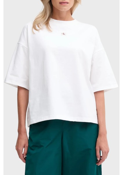Logolu Pamuklu Oversize Bisiklet Yaka T Shirt LV047D204GYAA Bayan T Shirt LV047D204G Yaa