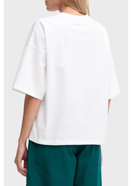 Logolu Pamuklu Oversize Bisiklet Yaka T Shirt LV047D204GYAA Bayan T Shirt LV047D204G Yaa modelleri