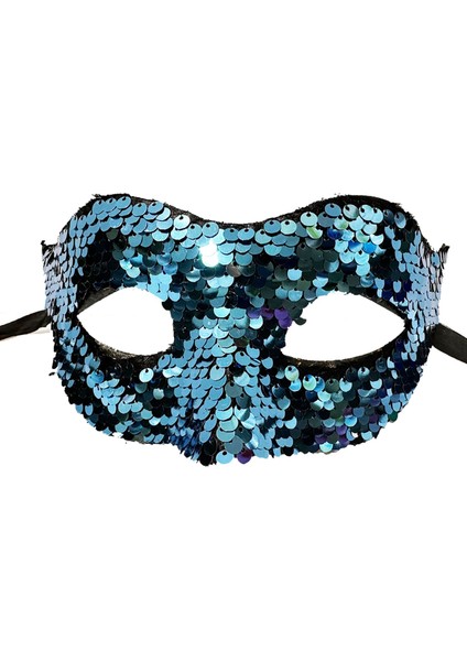 Zengezur Mavi Renk Payetli Pullu Parti Maskesi Balo Venedik