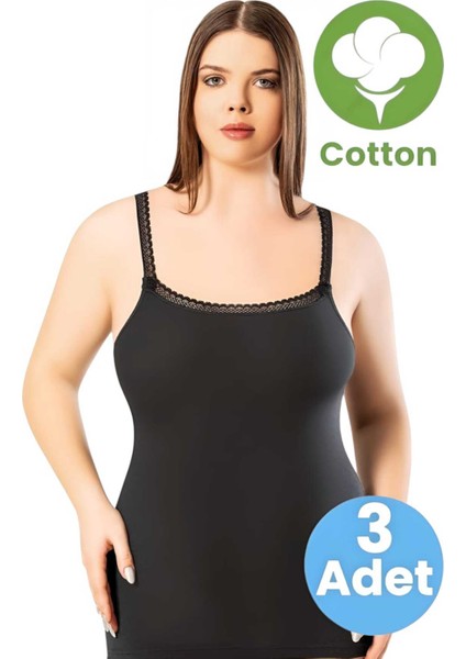 Kadın 3'lü Yakası Askısı Dantel Detaylı Pamuklu Atlet modelleri