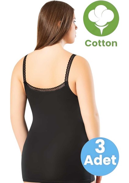 Kadın 3'lü Yakası Askısı Dantel Detaylı Pamuklu Atlet fırsatları