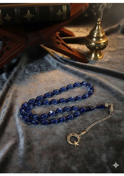 Beyzi Kesim Uçak Camı Tesbih: 12MM x 8mm Şeffaf Mavi fiyatları